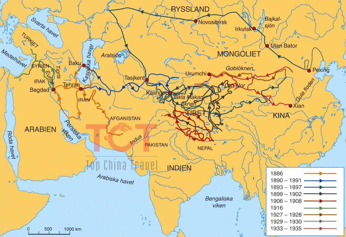 kaart van die silk road in antieke China