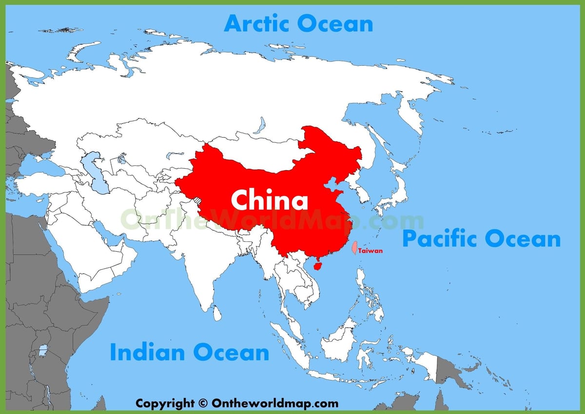 China, asië kaart