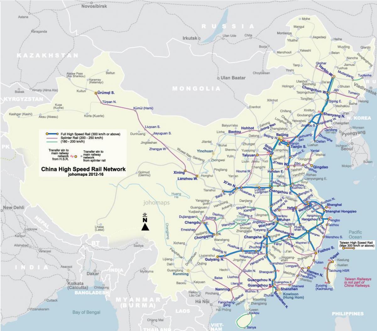 hoë spoed spoor China kaart