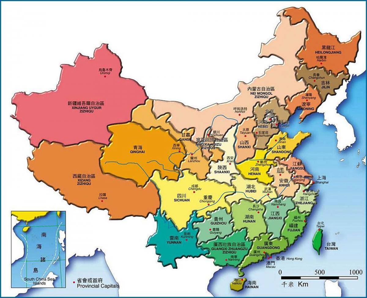 kaart China provinsies