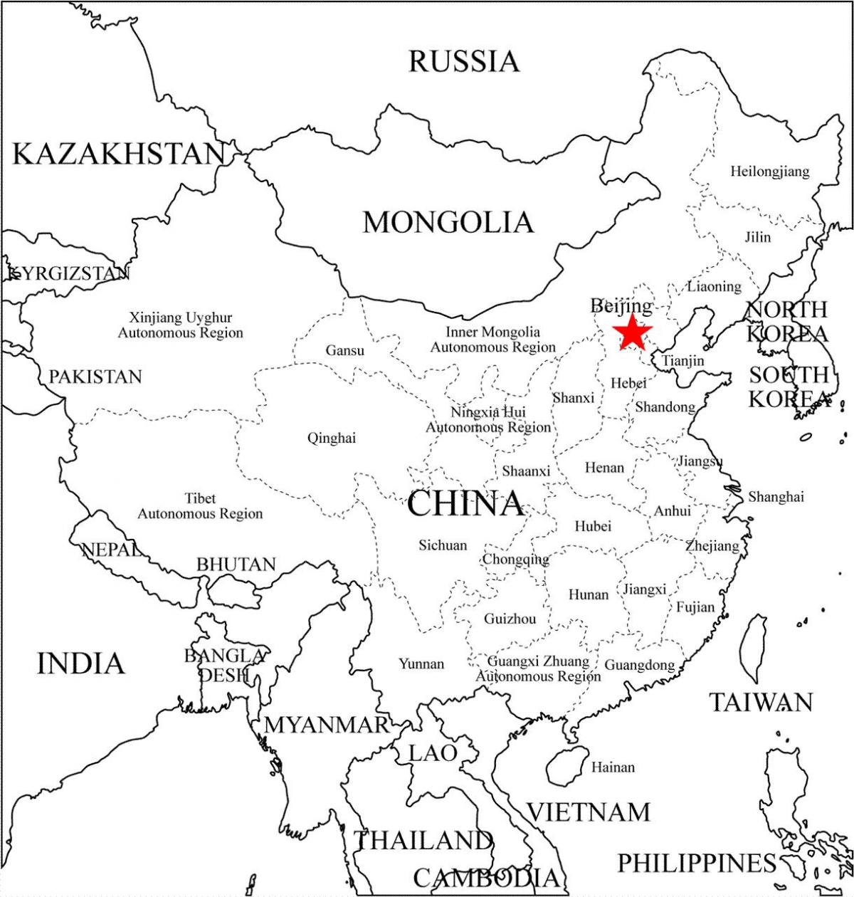 China uiteensetting kaart