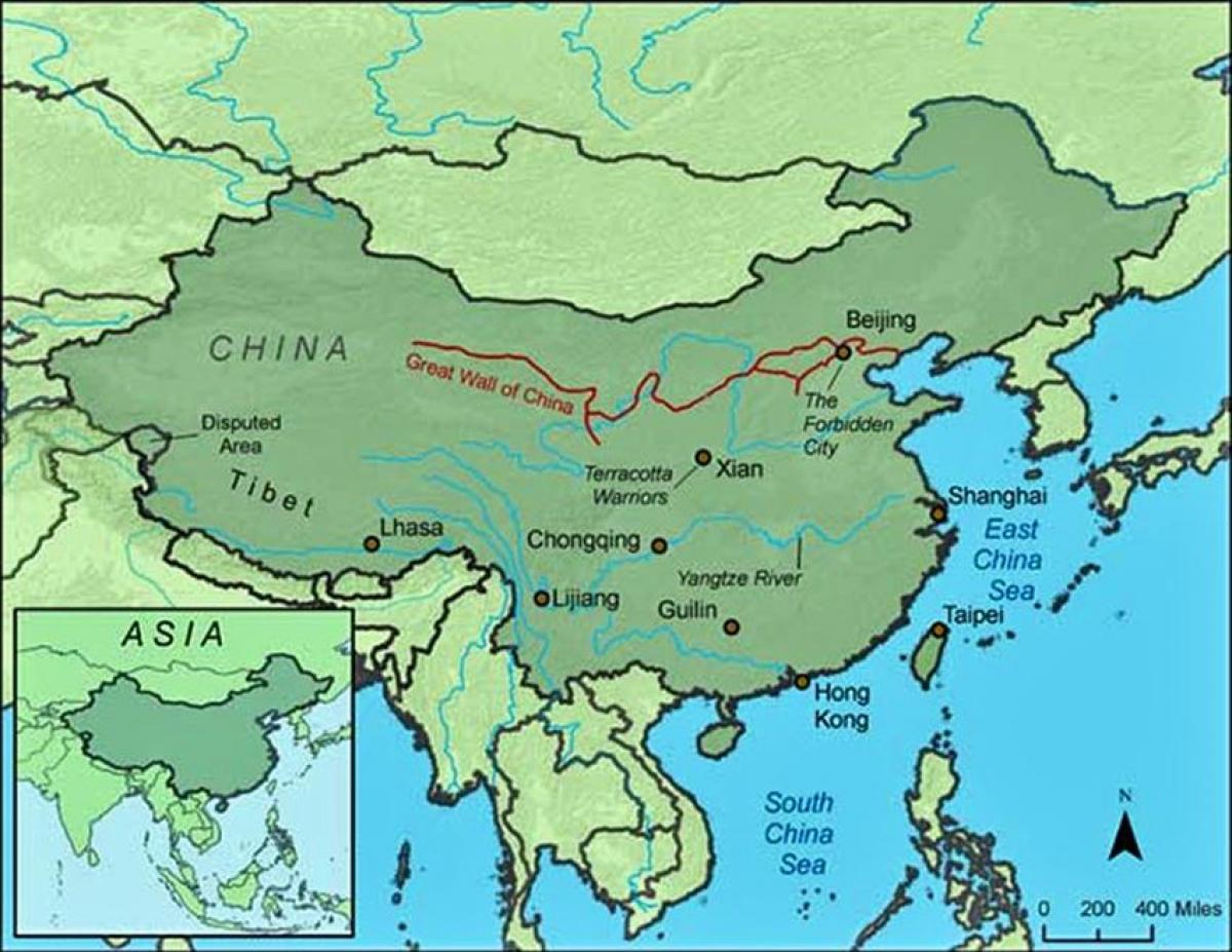 kaart van die groot muur van China