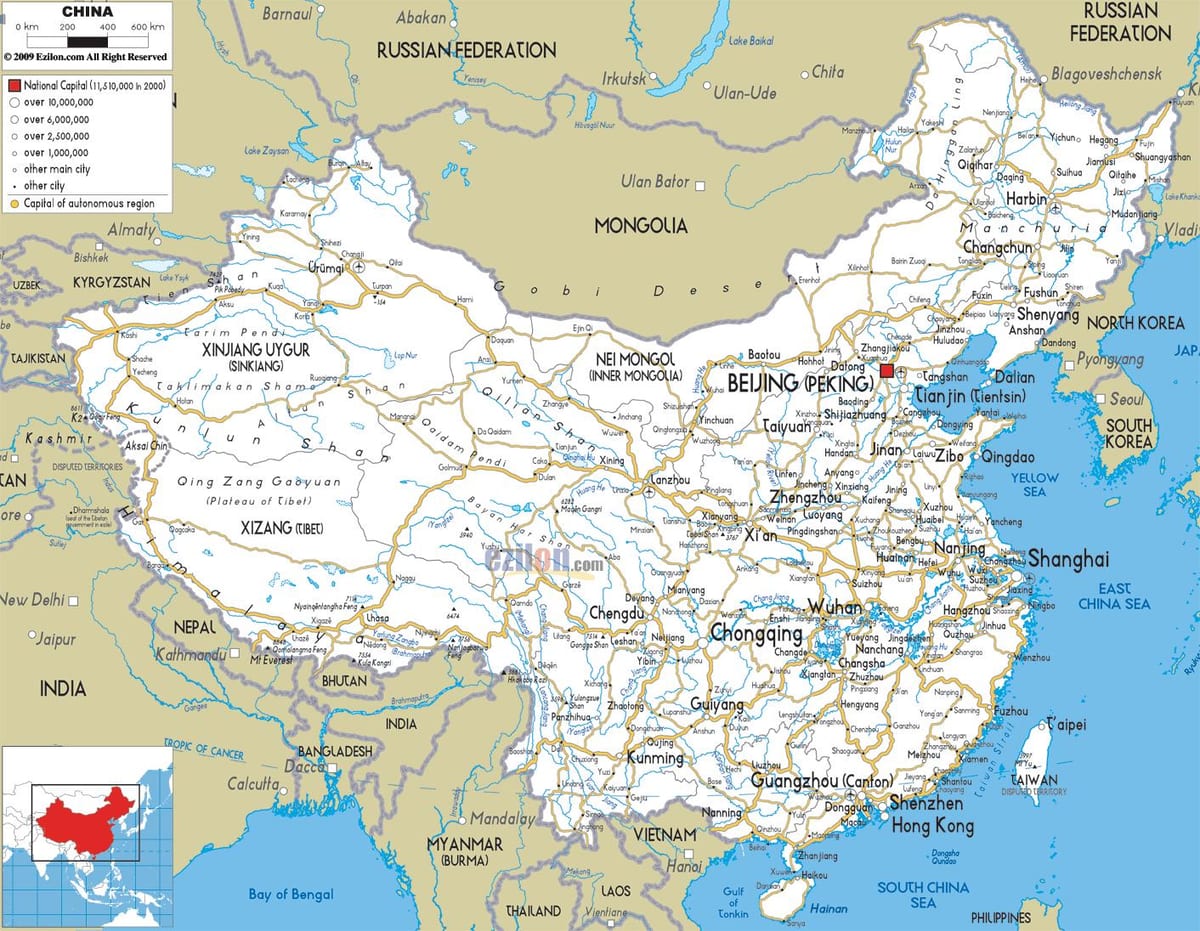China paaie kaart