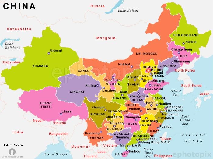 China kaart met state