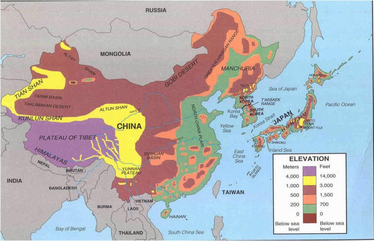 kaart van China woestyn