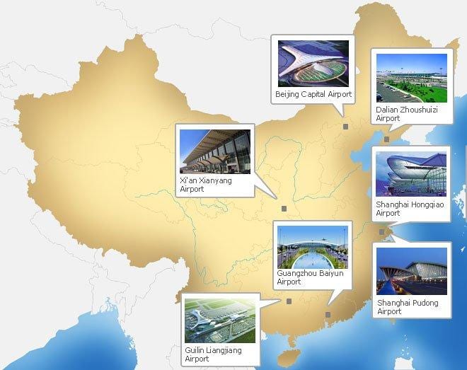 kaart van China lughawens