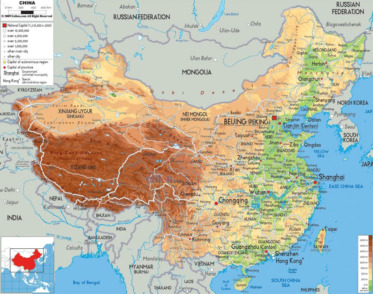 fisiese kaart China