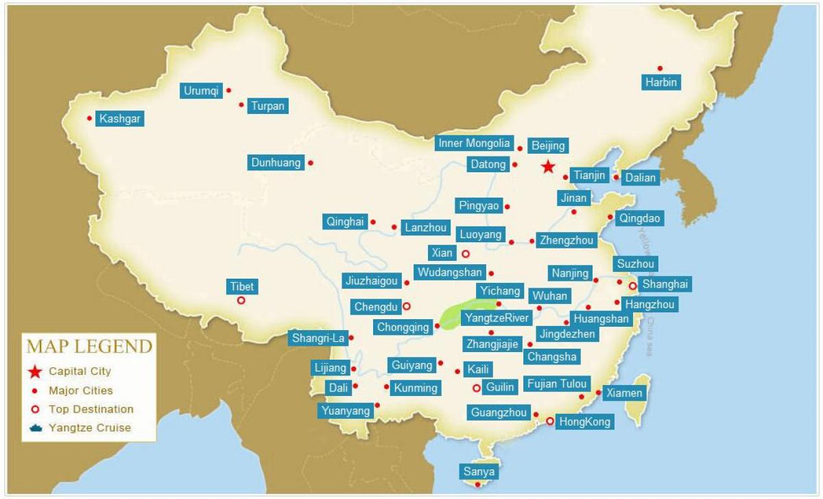 China kaart met stede