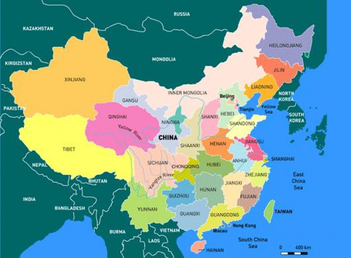 China kaart met provinsies
