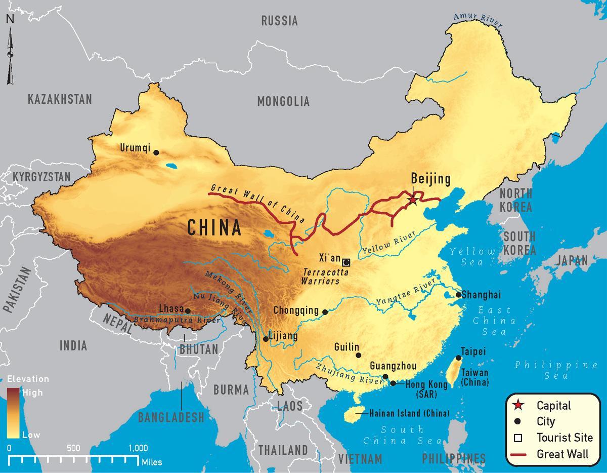 China kaart van riviere