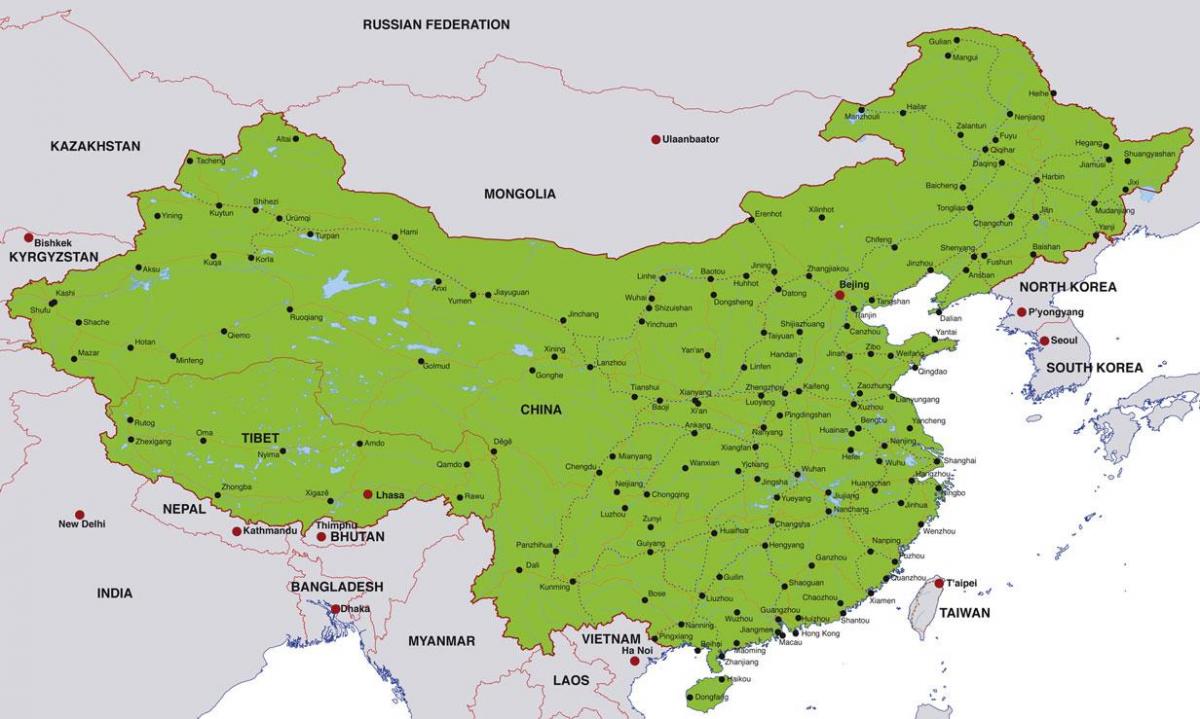 China kaart van stede