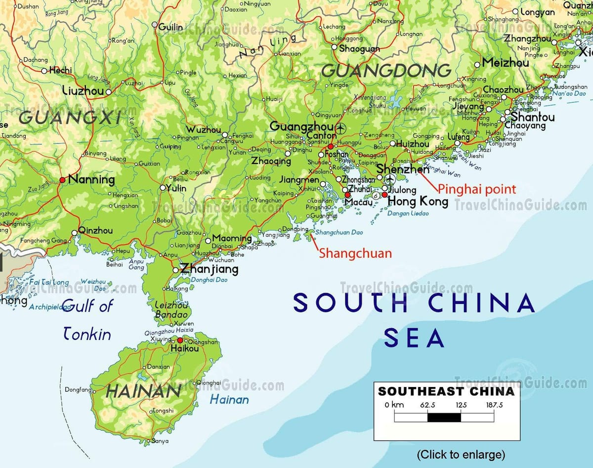 China, suid-kaart