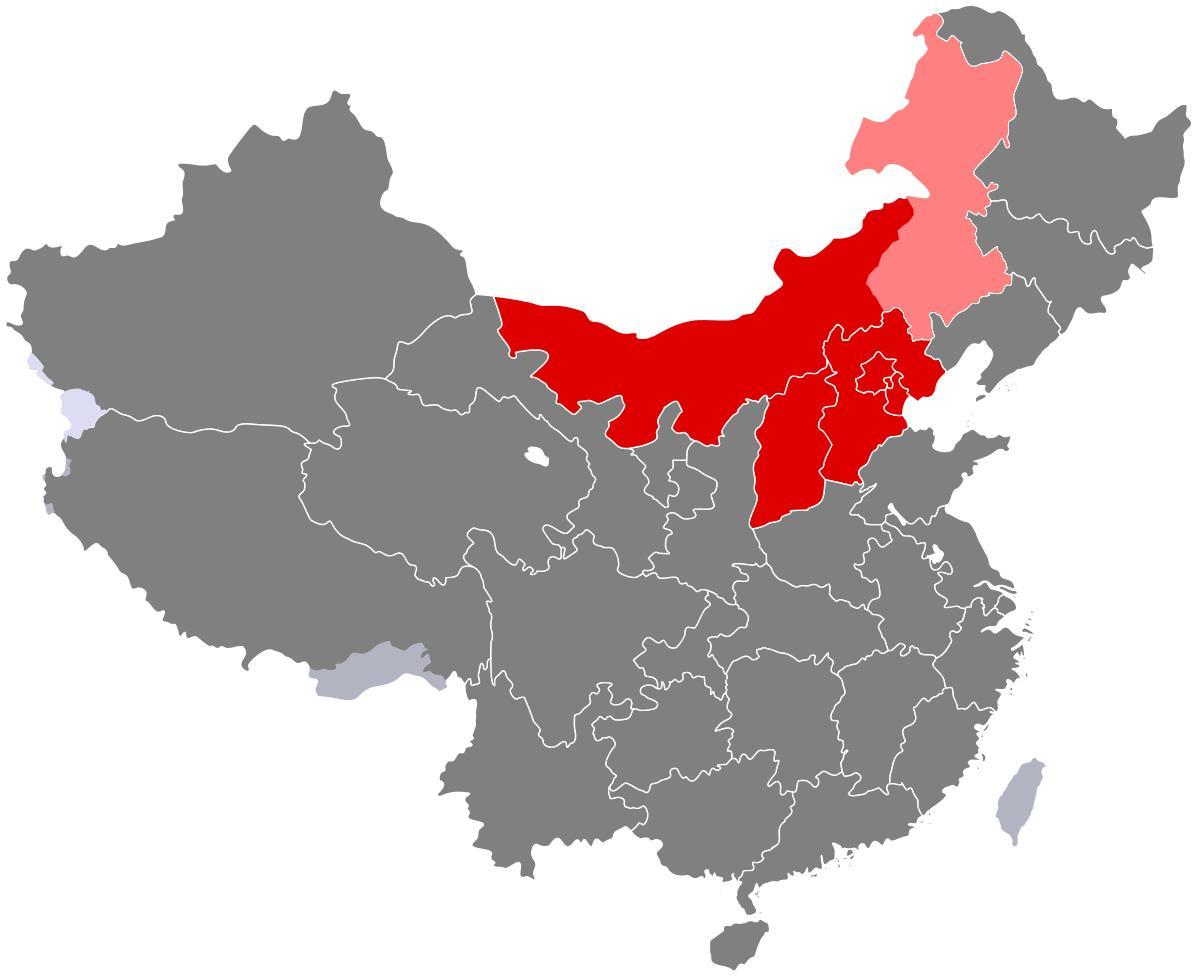 kaart van noord-China