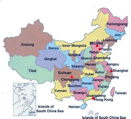 provinsiale kaart China