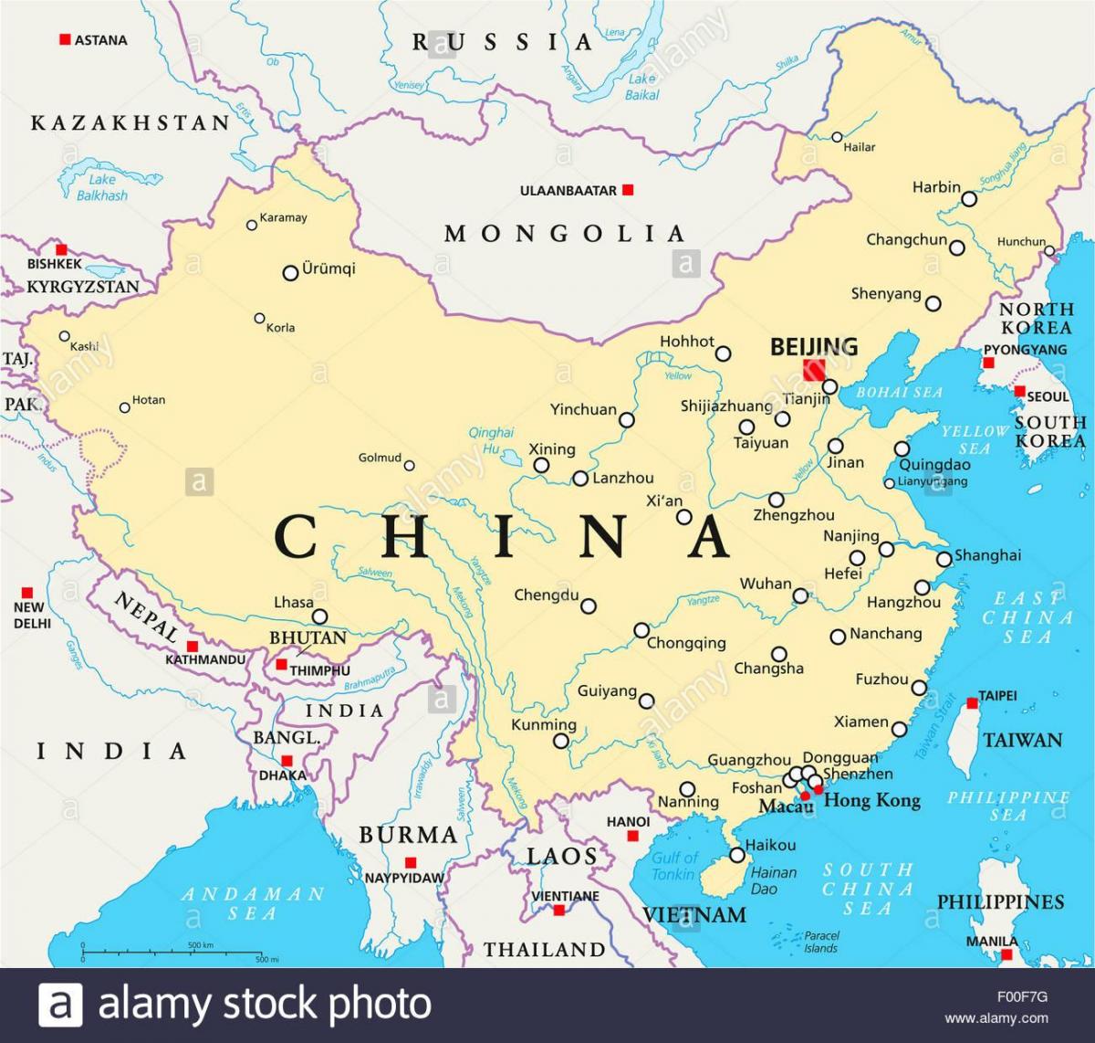 kaart China riviere