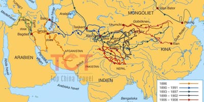 Kaart van die silk road in antieke China