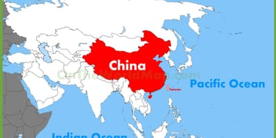 China, asië kaart