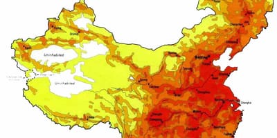 Bevolkingsdigtheid China kaart