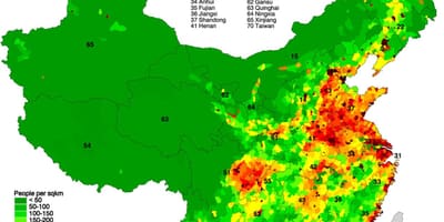 Bevolking verspreiding kaart van China