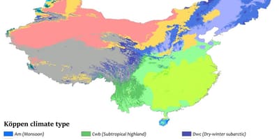 Klimaat kaart van China