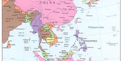 Kaart van China, oos-roete