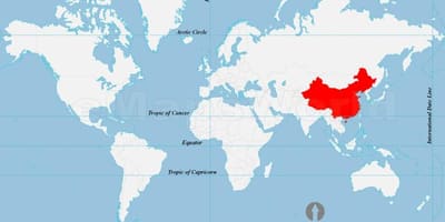 China op die wêreld kaart