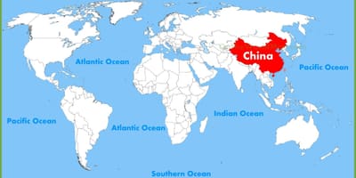China op'n wêreld kaart