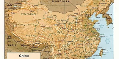 Terrein kaart van China