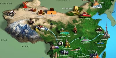 Kaart van China toeriste-aantreklikhede