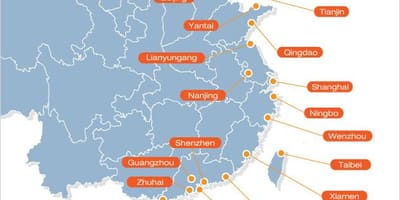 Kaart van die chinese hawens