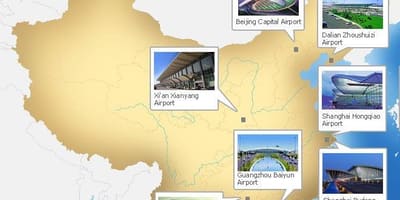 Kaart van China lughawens