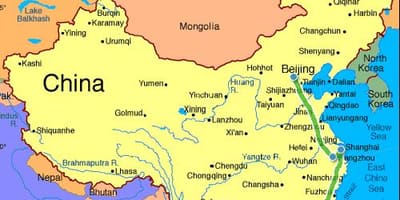 China vasteland kaart
