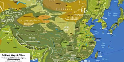Fisiese geografie kaart van China
