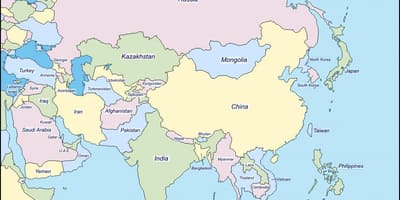 Kaart van China en aangrensende lande