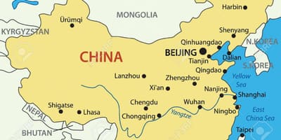 Geel see China kaart