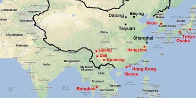 Die suide van China kaart
