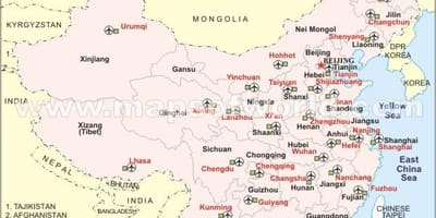 China internasionale lughawens kaart