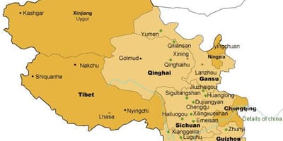 Kaart van die wes-China