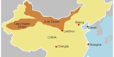 Kaart van China woestyne